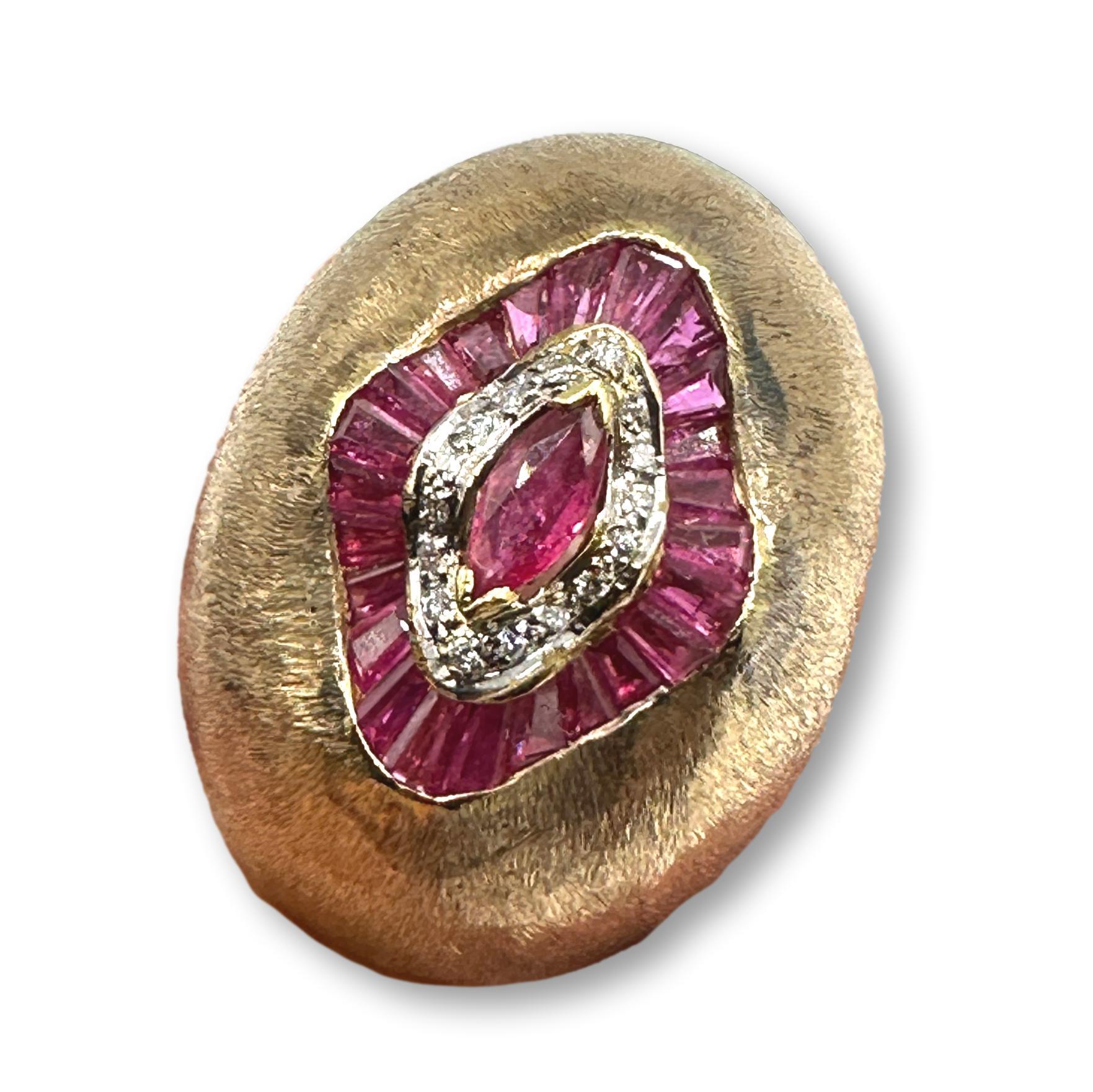 Ruby and Diamond 14K Gold Statement Ring