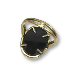 Modernist Opal and Diamond 14K Gold Ring