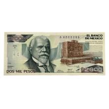 1983 Mexico 2000 Pesos Banknote Series A Uncirculated AA000389