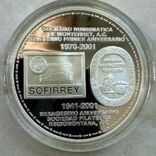 2001 60th Anniversary Monterey Numismatic Society Silver Proof Medal