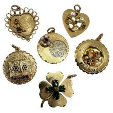 Set of 6 Vintage 14K Gold Charms