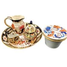 Antique Imari China with Mini Royal Crown Derby and Trinket Dish