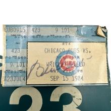September 15, 1984 Bill Veeck Signed Cubs Ticket Stub with Aisle Seat Marker
