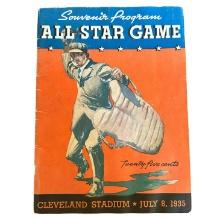 July 8, 1935 Cleveland Stadium Unscored All Star Game Souvenir Program with Railway Pass