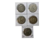 Lot of 5 Mexico Pesos - 10% Silver