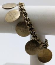 Gold tone 10 Commandments Charm Bracelet