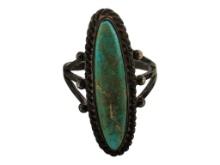 Sterling Silver Large Oval Turquoise Ring - size 5