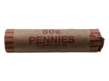 Roll of Lincoln Wheat Pennies - Unsearched