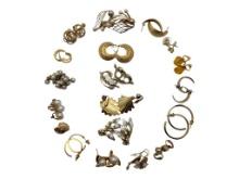Large Lot of Gold tone Vintage Earrings