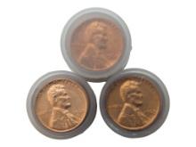Lot of 3 Rolls Of Lincoln Cents Pennies