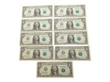 FEATURE Lot of Sequential 2003 $1 Dollar Bill - Star Notes - Great Condition!