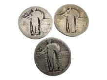 Lot of 3 Standing Liberty Quarters