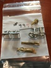 2 pair Cuff Links, 3 Tie Pins