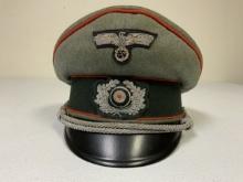 WWII GERMAN ARMY ARTILLERY OFFICER VISOR HAT CAP