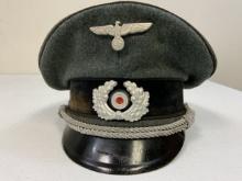 WWII GERMAN ARMY PIONEER OFFICERS VISOR HAT CAP