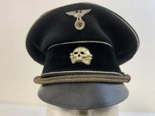 GERMANY THIRD REICH ALLGEMEINE SS BLACK OFFICERS VISOR CAP EARLY FIRST PATTERN