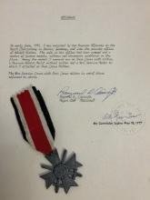 WWII US GI BRING BACK WAR MERIT CROSS MEDAL WITH SIGNED AFFIDAVIT OF USAF MAJOR