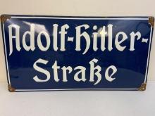 GERMANY THIRD REICH ADOLF HITLER STREET BLUE  PORCELAIN BUILDING SIGN