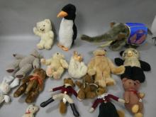 Lot 15 Vintage Assorted Plush Animals Elephant Teddy Bears etc