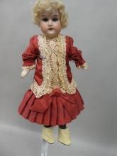 Antique Small Bisque Head Cloth body Unmarked Doll