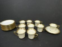 Set 19 Antique Rosenthal Ivory Royal Cups & Saucers w/ Gold Accents