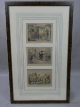 c1880's Tom Leech Set 3 Framed History of England Hand Colored Lithographs