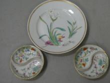 Lot 3 Vintage Chinese Small Porcelain Dishes Tai Chi & Famile Verte