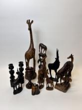 Large Collection of Wood African Animals