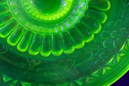 Opalescent Uranium Glass Pedestal Dish