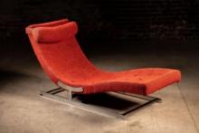 Mid-Century "Wave" Upholstered Chaise Lounge by Merrow Associates