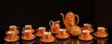 Vintage Dragon Ware Japanese Tea Service in Orange