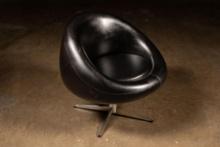 Post-Modern Leather Moon Chair in Black
