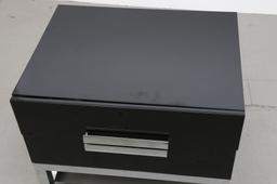 Andrew Martin Black Lacquer  Chrome Bed Side Table