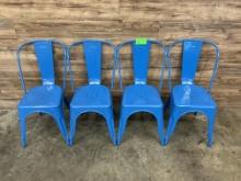 (4) Count Blue Metal Chairs