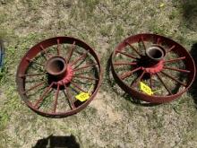 2 Small Red Metal Wheels