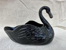 Vintage Amethyst Glass Swan Dish