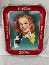 Vintage Metal Coca-Cola Tray with Lady