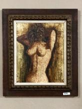 Mid Century Modern Nude Oil on Canvas Signed