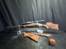 SINGLE SHOT RIFLES INC CPA MFG STEVENS 44.5 22 CAL MATCH GUN 2 SETS OF EXHIBITION GRADE AMERICAN