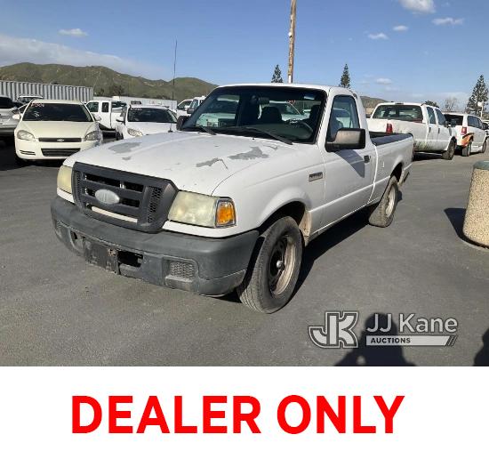 (Jurupa Valley, CA) 2007 Ford Ranger Pickup Truck Runs, Will Not Stay Running Without Jump box, Move