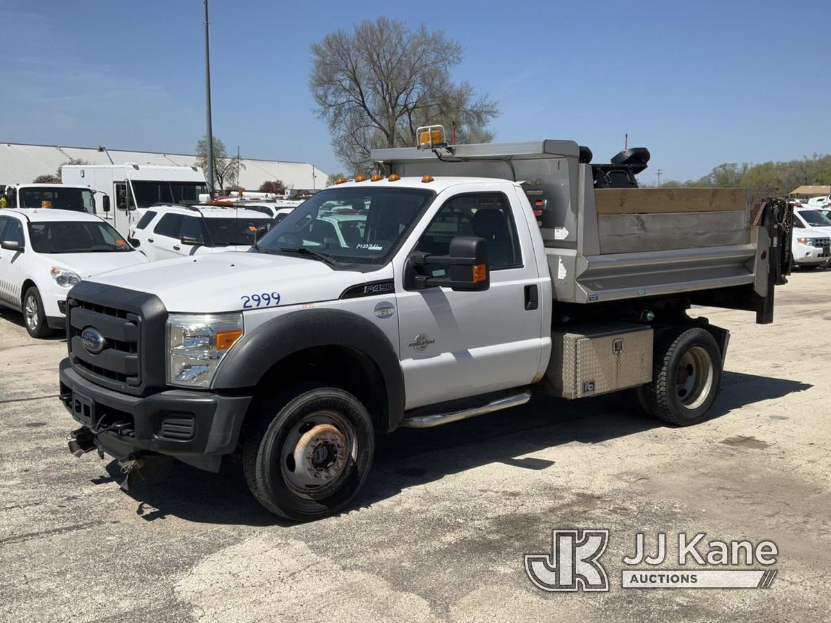 (South Beloit, IL) 2012 Ford F450 4x4 Dump Truck Not Running, Condition Unknown, Cranks, Check Engin