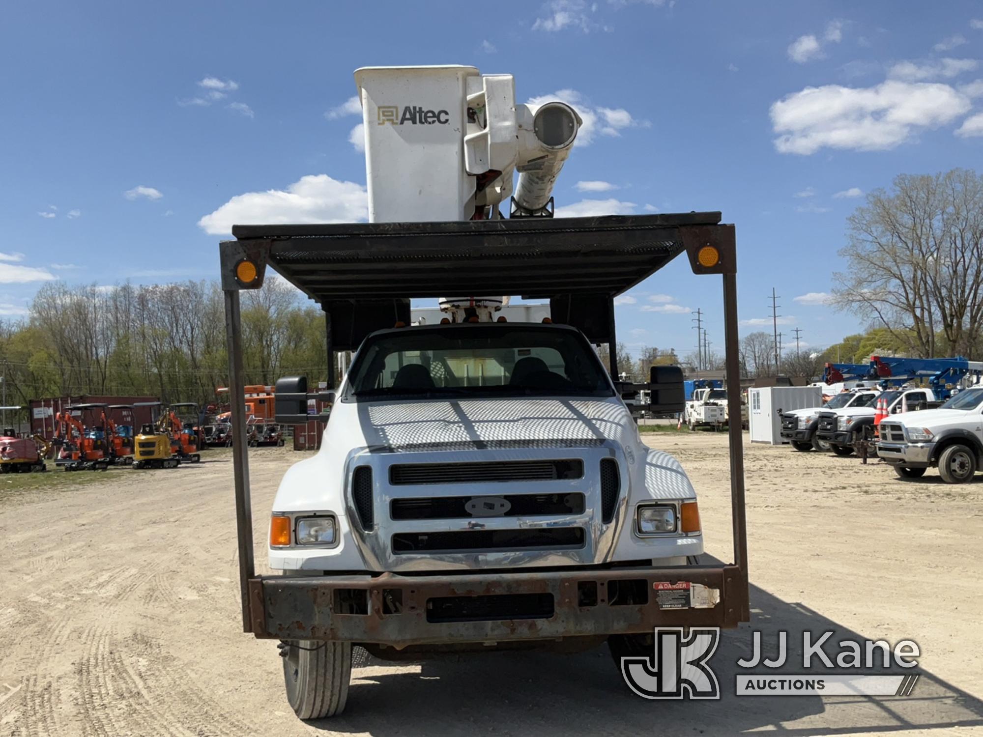 (Charlotte, MI) Altec LRV60E70, Over-Center Elevator Bucket Truck mounted behind cab on 2011 Ford F7
