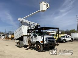 (Charlotte, MI) Altec LRV55, Over-Center Bucket Truck mounted behind cab on 2010 Ford F750 Chipper D