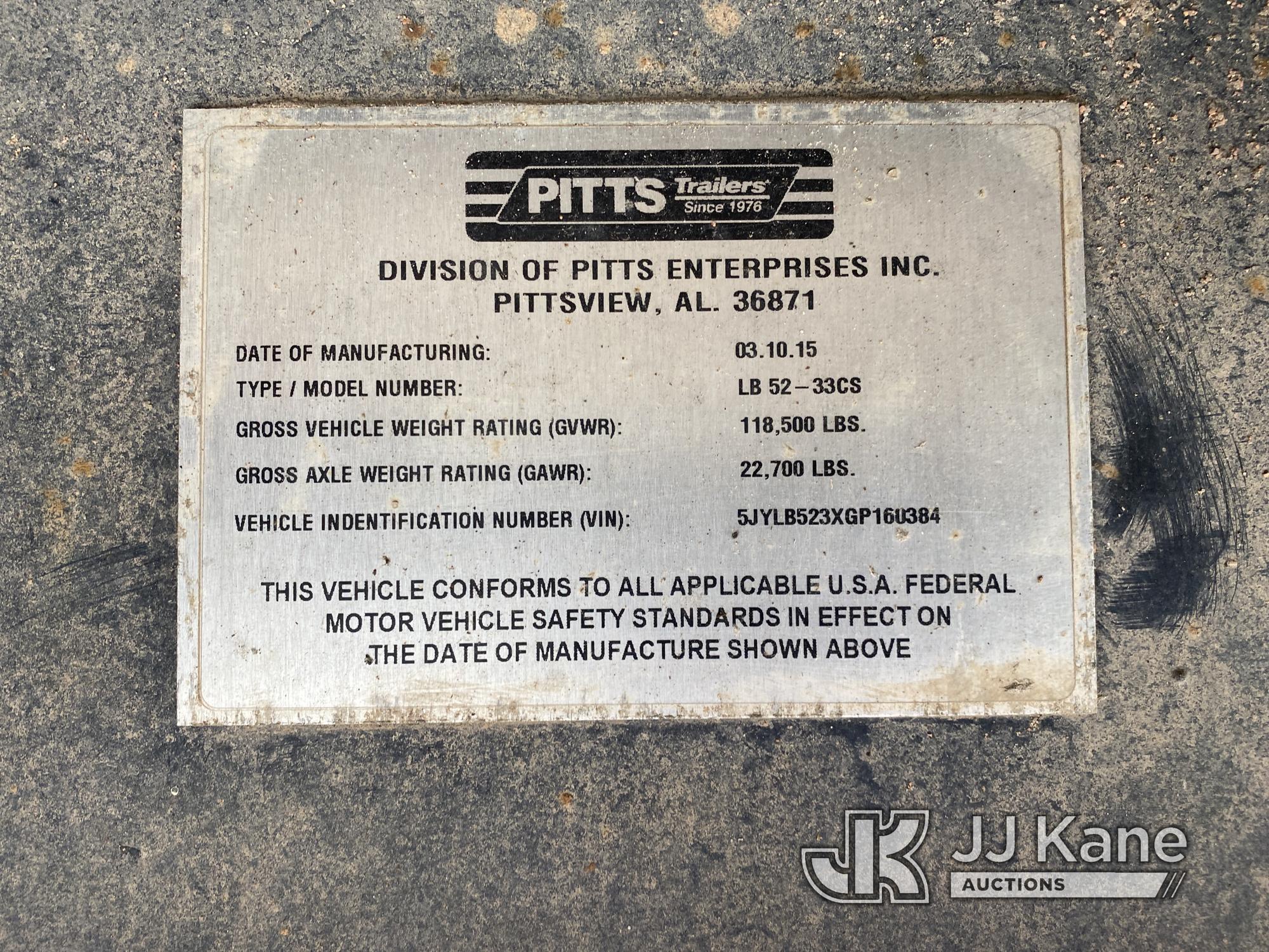 (Plymouth Meeting, PA) 2016 Pitts LB52-33CS Drop Deck Semi Trailer Body & Rust Damage, Missing Foot