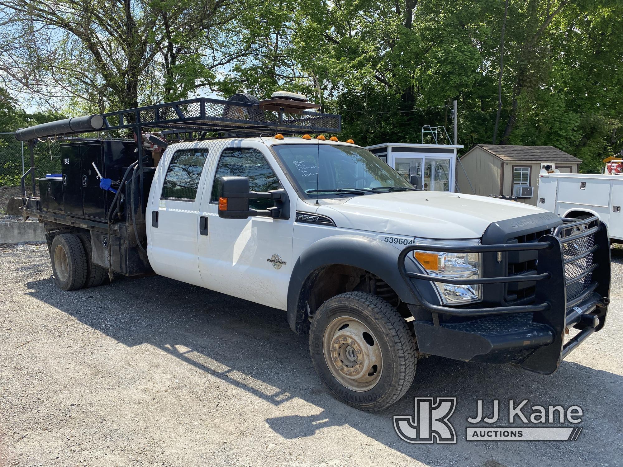 (Plymouth Meeting, PA) 2016 Ford F550 4x4 Crew-Cab Flatbed Truck Runs & Moves, Check Engine Light On