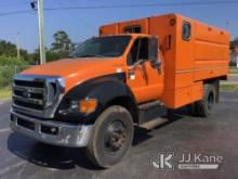 2015 Ford F650 Chipper Dump Truck Runs & Moves) (Jump To Start, Engine Smokes, PTO Not Working, ABS 