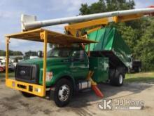 Altec LR758, Over-Center Bucket Truck mounted behind cab on 2017 Ford F750 Chipper Dump Truck Runs &