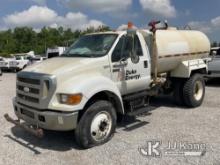 (Verona, KY) 2007 Ford F750 Water Tank Truck (Duke Unit) Not Running, Condition Unknown, Flat Left F