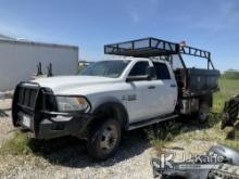 (Hawk Point, MO) 2017 RAM 5500 4x4 Flatbed/Service Truck Wrecked) (Runs, Jump to Start) (Rear Axle a