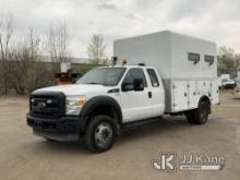 (Des Moines, IA) 2013 Ford F550 4x4 Extended-Cab Enclosed Service Truck Runs, Moves, RPMs Unstable A